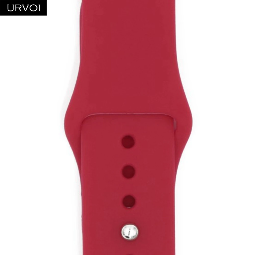 Спортивный ремешок URVOI для apple watch series 5, 4, 3, 2, 1, с застежкой-шпилькой и застежкой, силиконовый ремешок для iWatch, замена, сосна, зеленый - Цвет ремешка: Rose Red