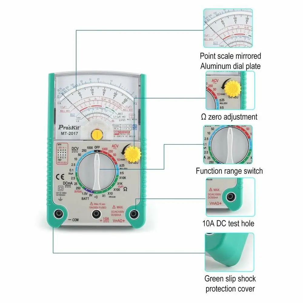 2018 Proskit Бесплатная доставка MT-2017 AC/DC LCD защитная функция аналоговый мультиметр