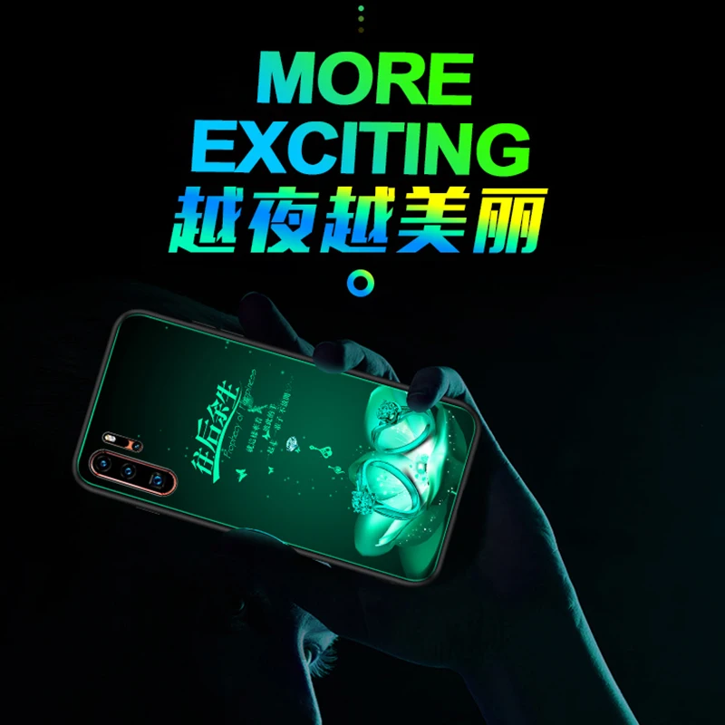 Светящийся стеклянный чехол для телефона Aurora для huawei P30 mate 20 P20 Pro, задняя крышка для Honor 20 S 9X Pro 20i 8X 8C V10 8 Lite, чехол для телефона