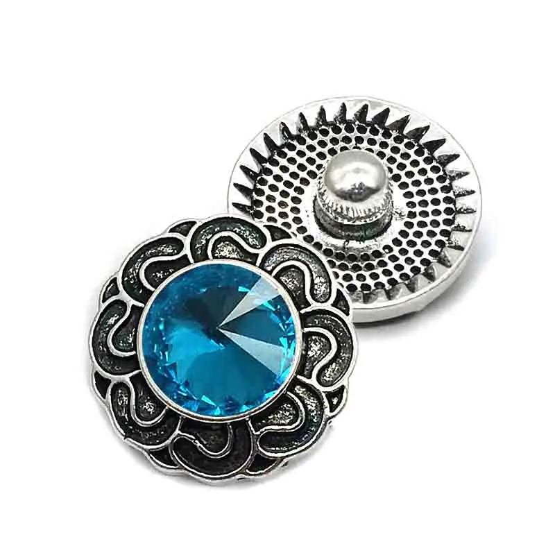 

Wholesale w072 18mm 20mm rhinestone metal button for snap button Bracelet Necklace Jewelry For Women Silver jewelry