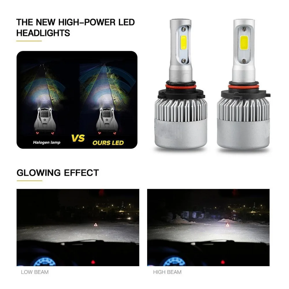 Автомобильные светодиодные фары H13 9012 H7 H4 H8/H11 LED HB3/9005 HB4/9006 H1 H3 6000K фары|head light bulbs|auto