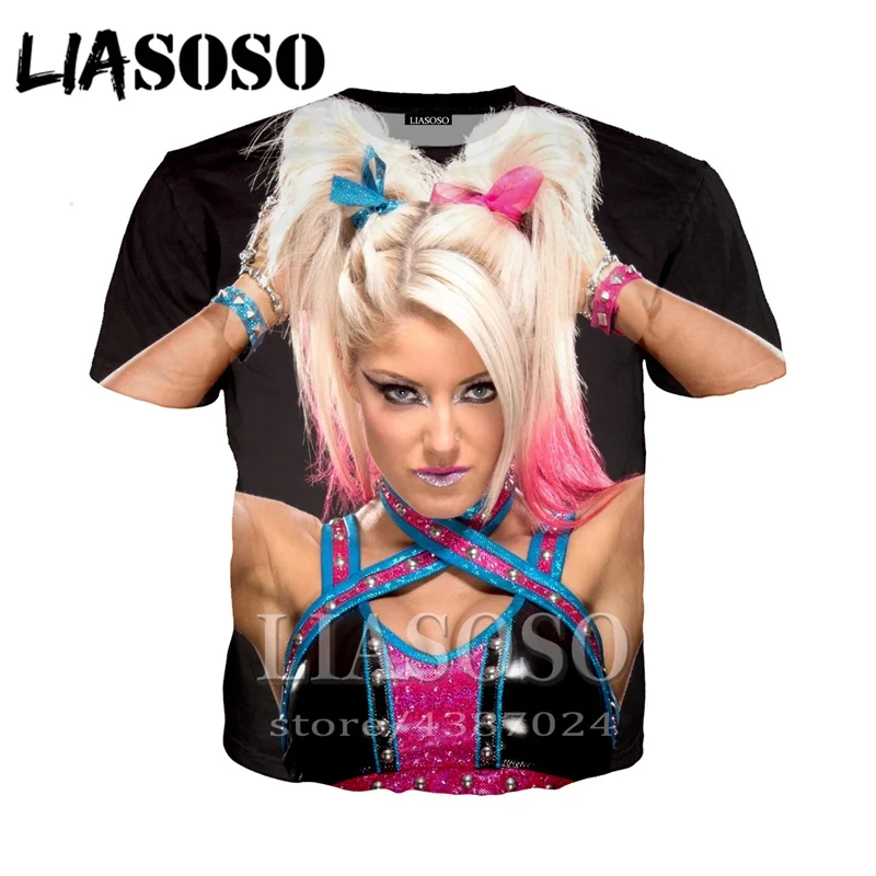 LIASOSO футболка 3D для мужчин/женщин Забавный принт уличная рок костюм Alexa Bliss бокса