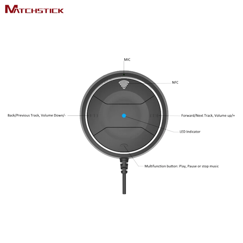 Автомобильный комплект Bluetooth V4.0 AUX NFC WirelessMusic Аудио приемник адаптер Hands free 3 5 мм