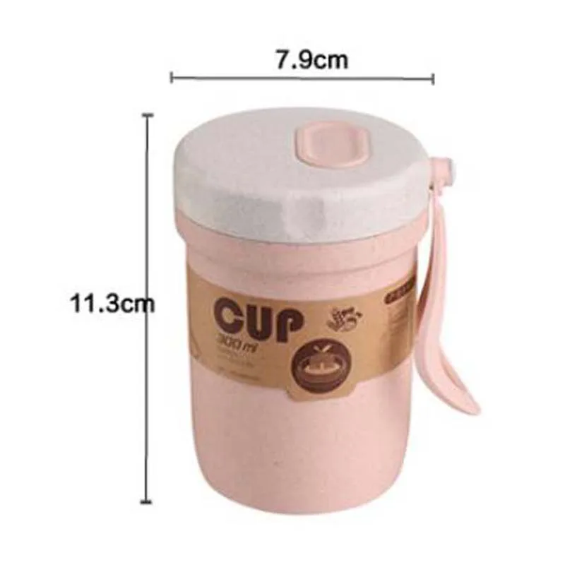 300ml Pink Round Школьная детская зерновая To Go пшеничная бутылка для перекуса с крышкой Герметичная сохраняющая молоко кашица чашка для завтрака кукурузный хлопья контейнер для еды 300 мл - Цвет: 300ml Pink Round