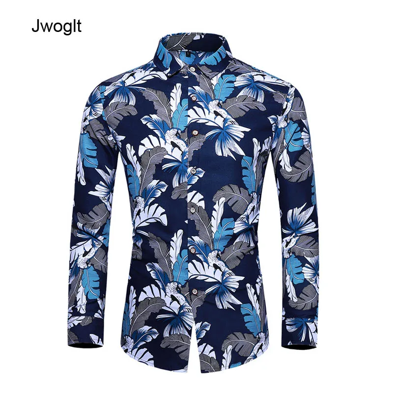 

45KG-120KG Autumn New Shirt Long Sleeve Beach Hawaii Vacation Print Casual Tops Button Men Fashion Shirts 5XL 6XL 7XL