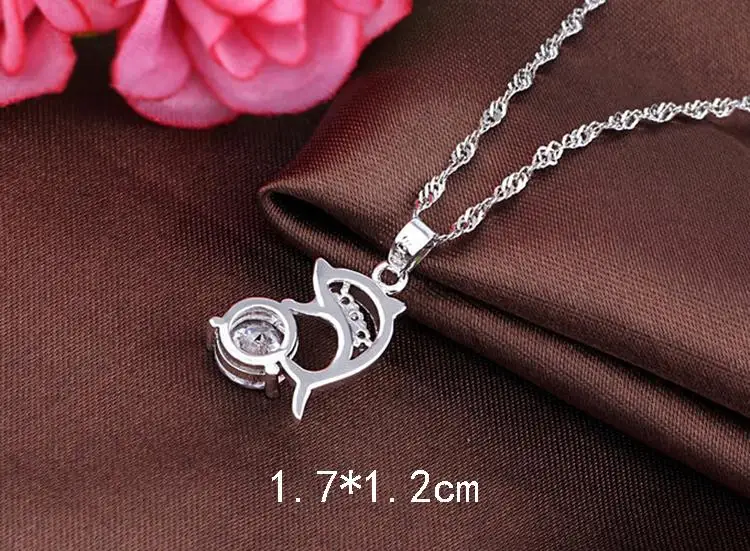 Without Chain !! Jumping Dolphins Silver Plated Rhinestone Pendant Necklace Love Souvenir Gift Accessories NL-0551-SV | Украшения и