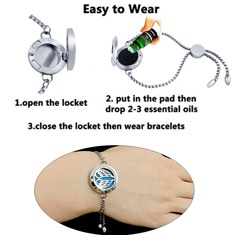 Древо жизни ароматерапия из нержавеющей стали Браслет Регулируемый магнитный