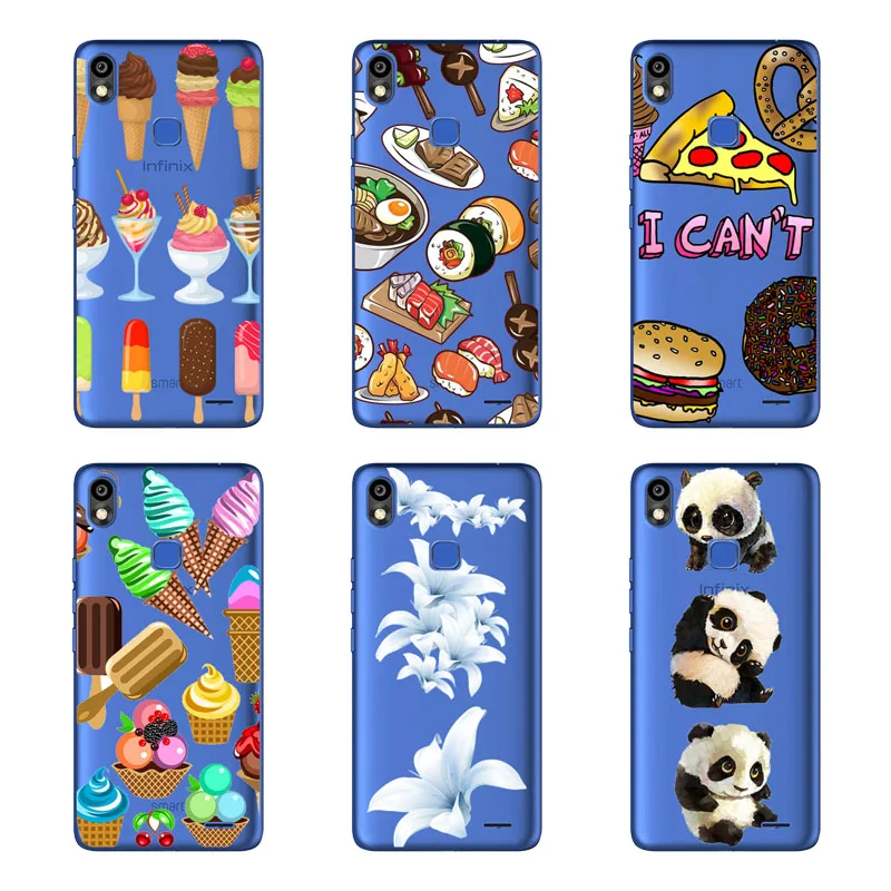 Infinix Smart 2 HD X609 Case Silicon Black Painting flower Soft TPU Back Cover for protect Phone cases shell |