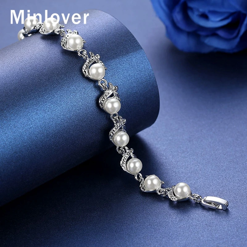 Minlover простой стиль идеально круглые браслеты с искусственным жемчугом для
