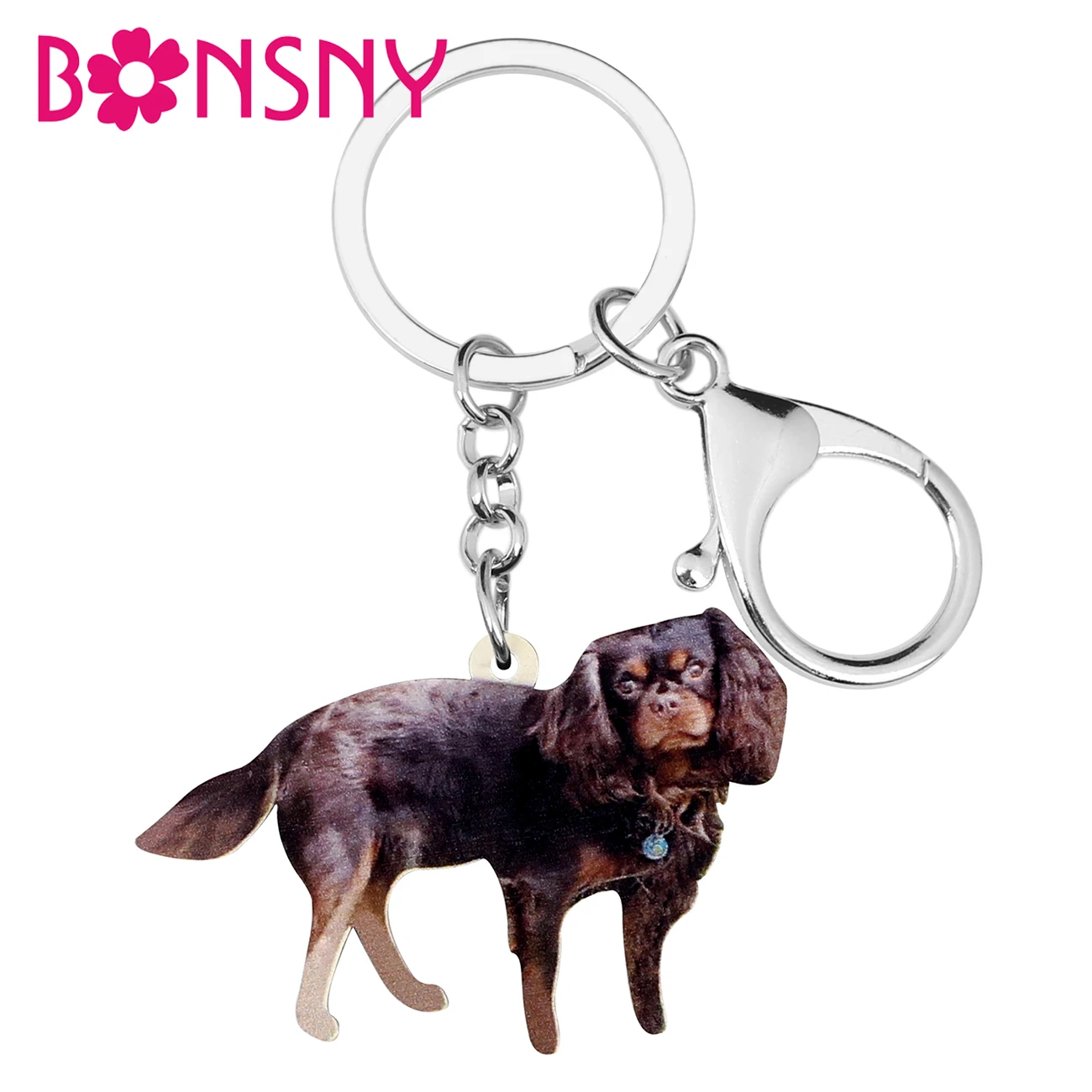 Брелок для ключей Bonsny акриловый брелок King Charles Spaniel собак кольцо домашних