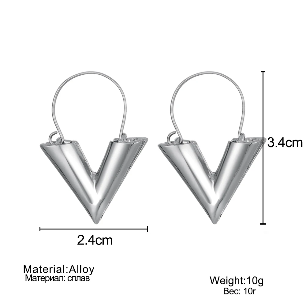 

Vienkim 2019 New Simple Metal Earrings V Letter Shape Circle Drop Earrings Punk Tribal Female Piercing Creative Gift Earring