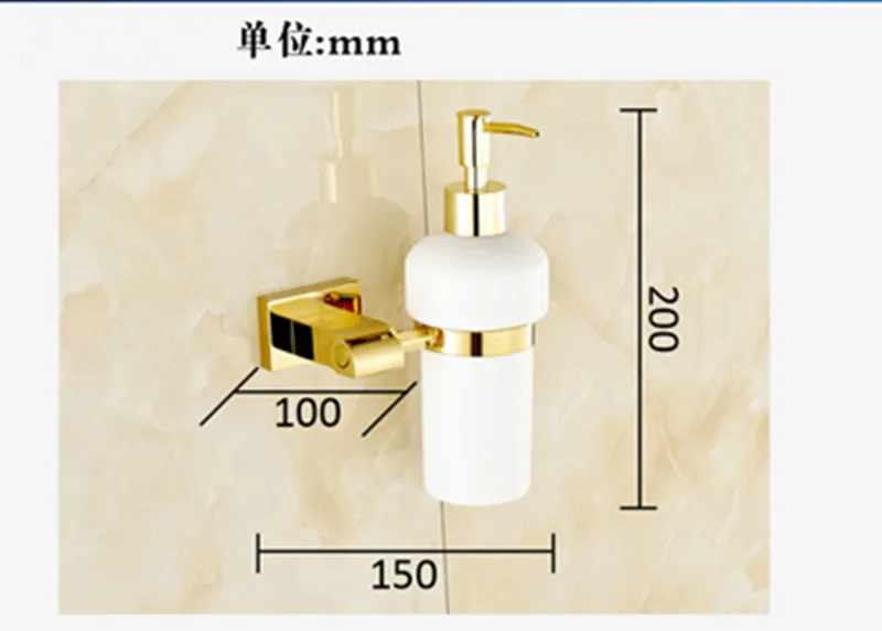 

Liquid Soap Dispensers Luxury Gold Soap Dispenser Wall Mounted With Frosted Glass Container bottle Bathroom Hand Soap Dispenser