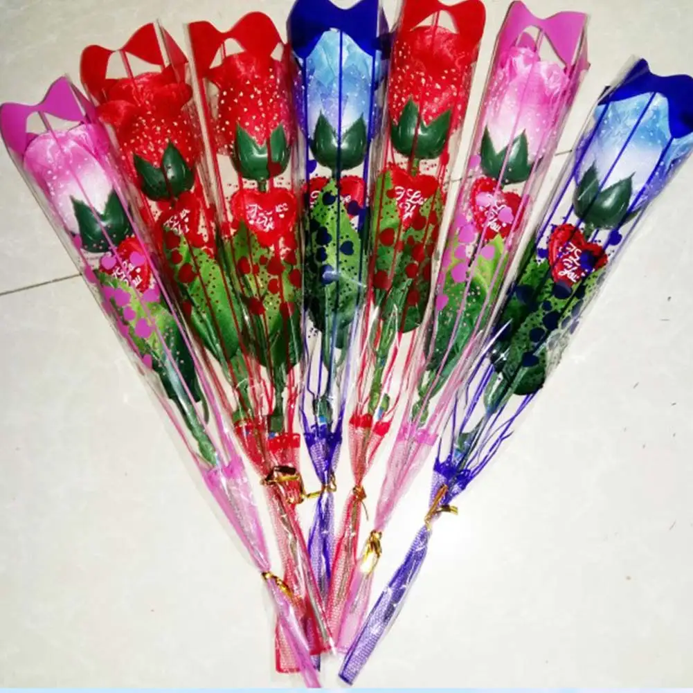 1 шт. светодиодный искусственная Роза светящиеся пластиковые розовые валентинки