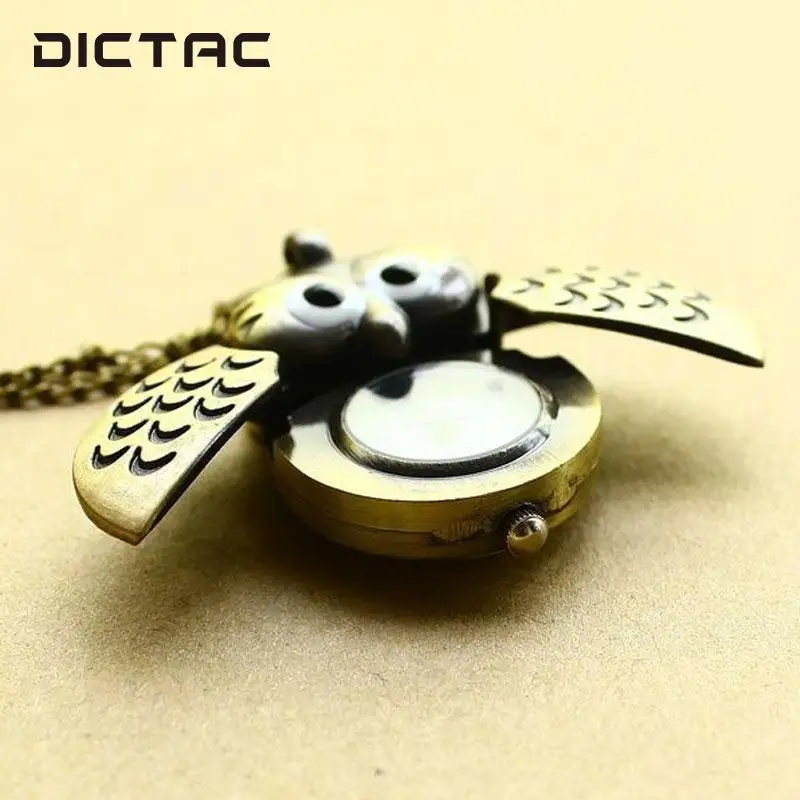 Fashion Unisex Vintage Bronze Slide Smart Owl Pendant Necklace Pocket Watch | Наручные часы