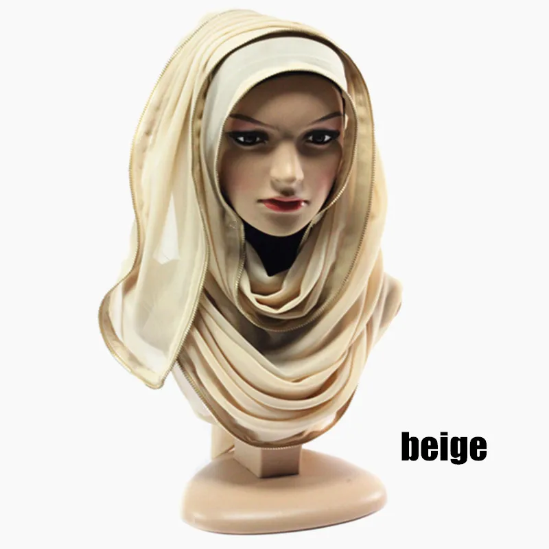 2017 металлическая молния хиджабы bubble шифон мусульманский хиджаб тюрбан