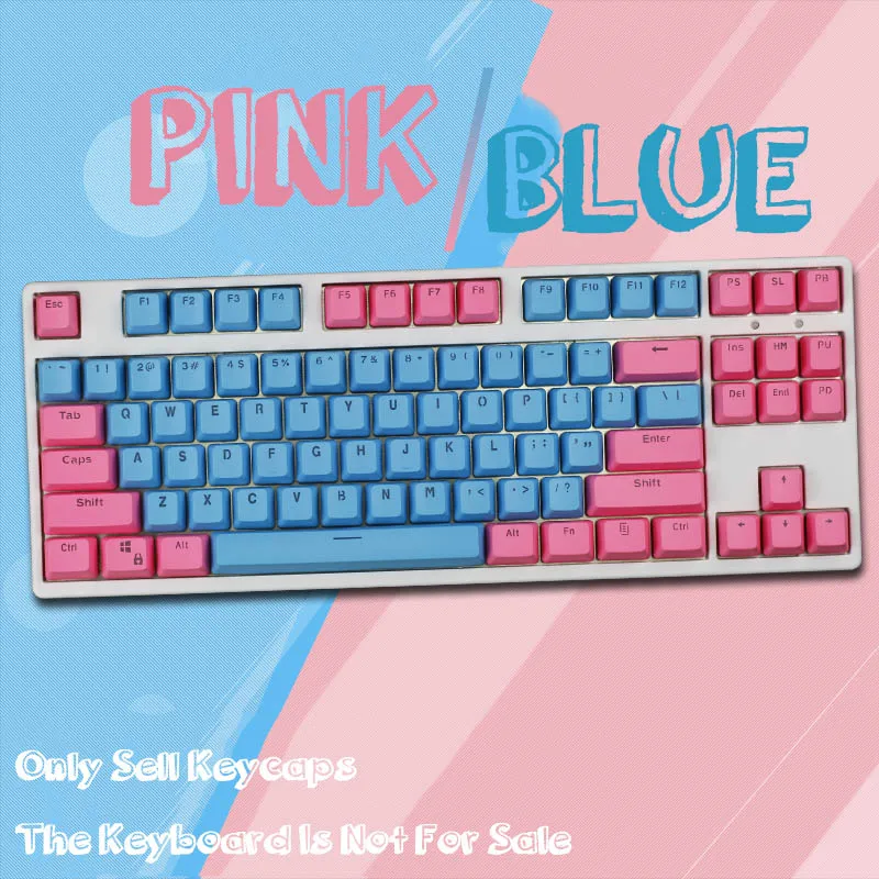 Pink-Blue 87/104 ключ PBT двойной цвет подсветка Keycap колпачки Большой F универсальная Колонка для Cherry MX Ikbc механическая клавиатура - Цвет: Pink-Blue