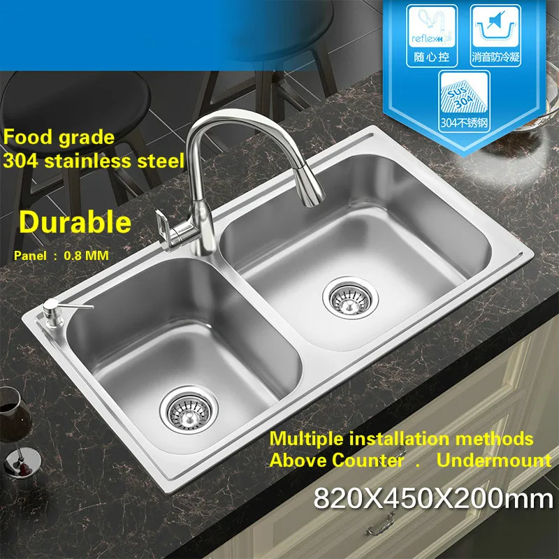 Бесплатная доставка стандартная Роскошная большая кухонная раковина с двойной