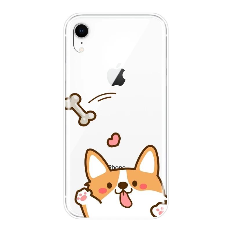 Чехол для телефона Apple iPhone 6 S 7 8 X XR XS Max мягкий силиконовый чехол с милой собачкой