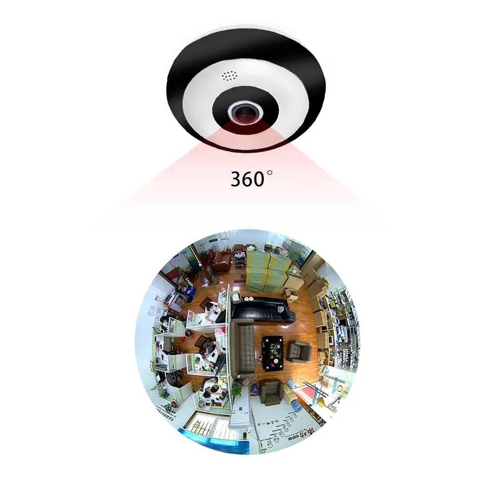 Мини HD 960P Беспроводной Wi Fi IP Камера 360 для панорамной съемки “рыбий глаз” с 1.3MP