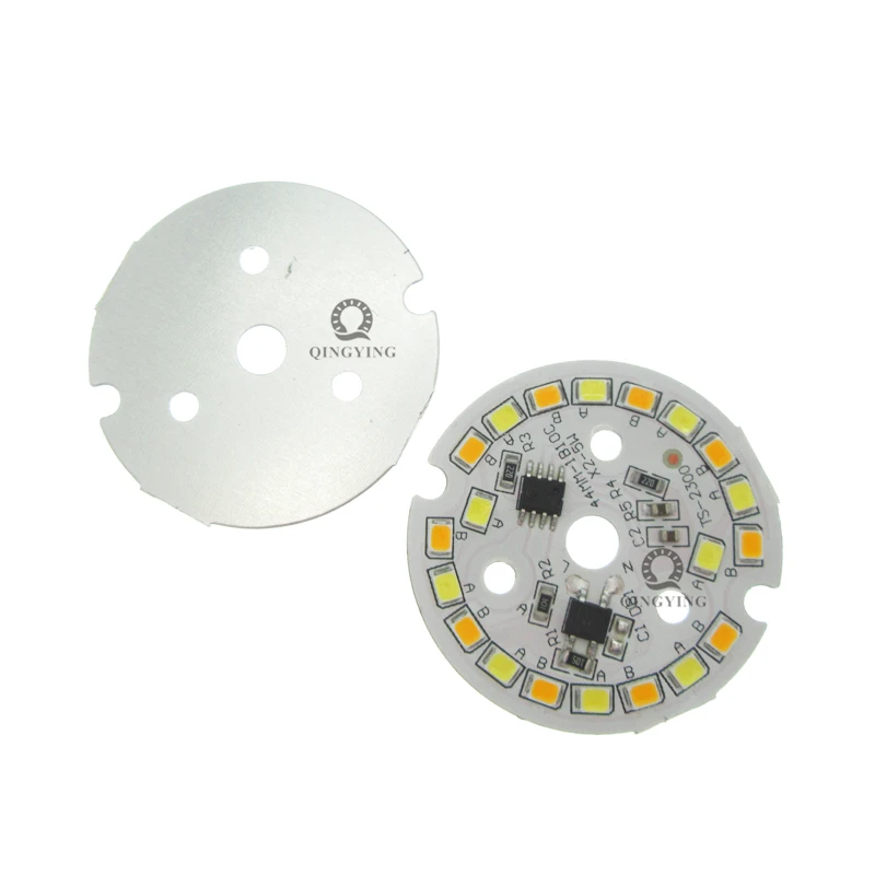 10 шт., 5 Вт, 7 Вт, 2835 SMD ac 220v лампа CCT пластина белый/теплый белый два Цвет в одном PCB LED плата интегрированный IC драйвер для светодиодный лампы