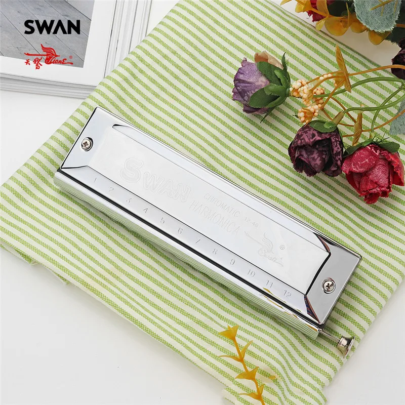 Высококачественная Хроматическая гармоника в виде лебедя с 12 отверстиями 48