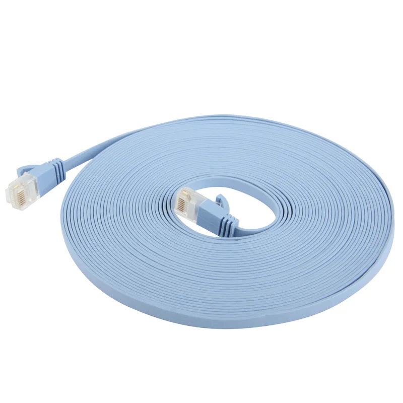 Ультратонкий плоский сетевой Ethernet-Кабель CAT6 LAN длина: 10 м/15 м/20 м (светло-голубой) |