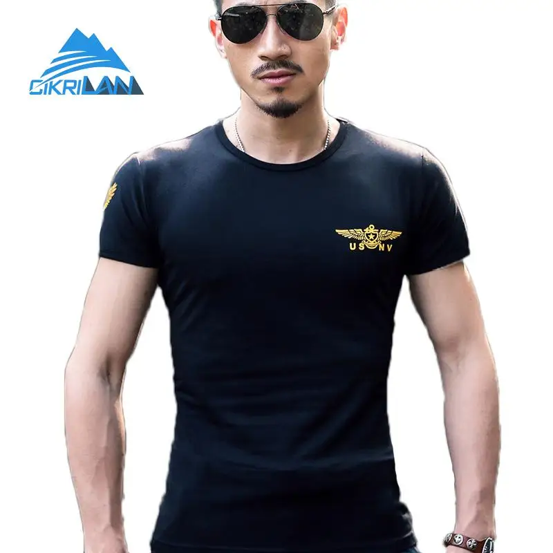 Мужские тактические Фитнес футболка Moda Открытый Тонкий Военная Униформа Commando