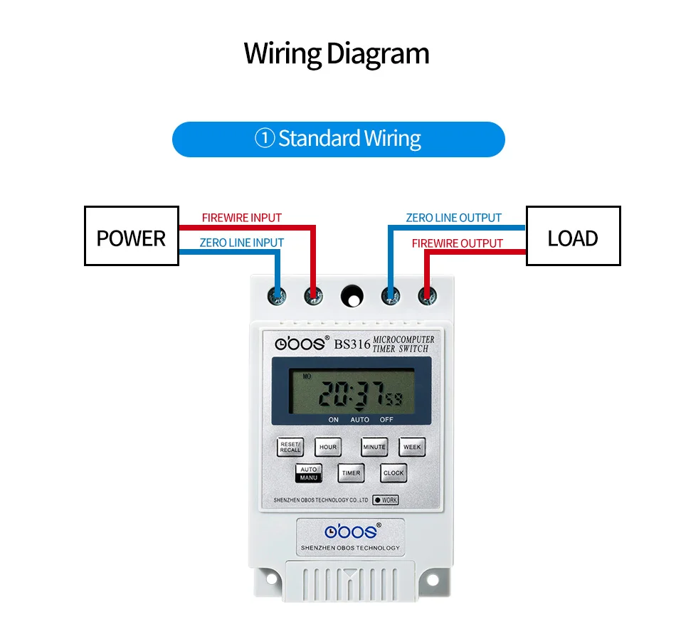 OBOS AC таймер переключатель BS316 KG316T AC 220V 25A din-рейка цифровой таймер
