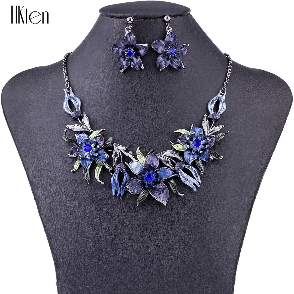 

MS1504338 Fashion Jewelry Sets Hight Quality 4 Colors Necklace Sets For Women Jewelry Crystal Unique Flower Design Gifts