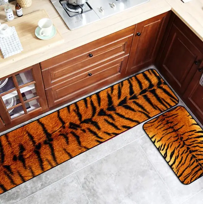 Simulated Animal Skin Pattern Anti-Slip Kitchen Mat Tiger Leopard Long Bath Carpet Entrance Doormat Tapete Bedroom Floor Mats | Дом и сад