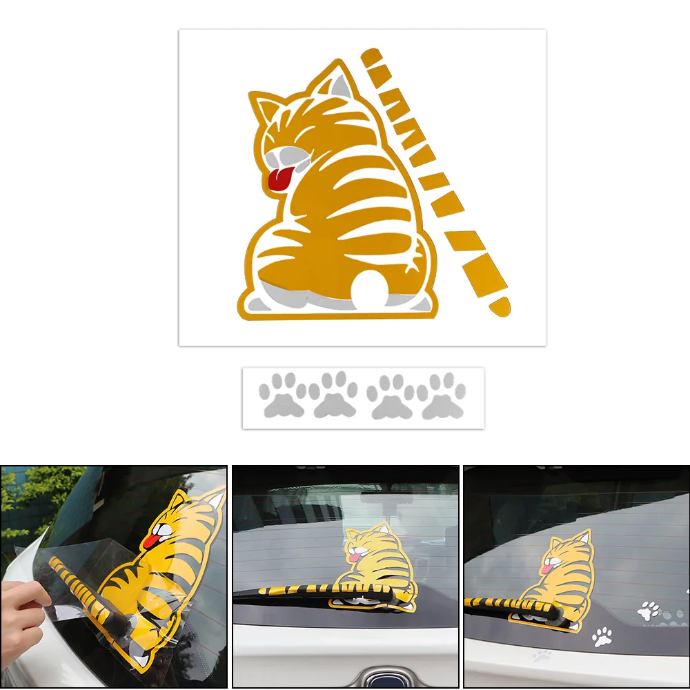 Забавный кот подвижный хвост наклейки для автомобиля 3D Автомобильные отражающие