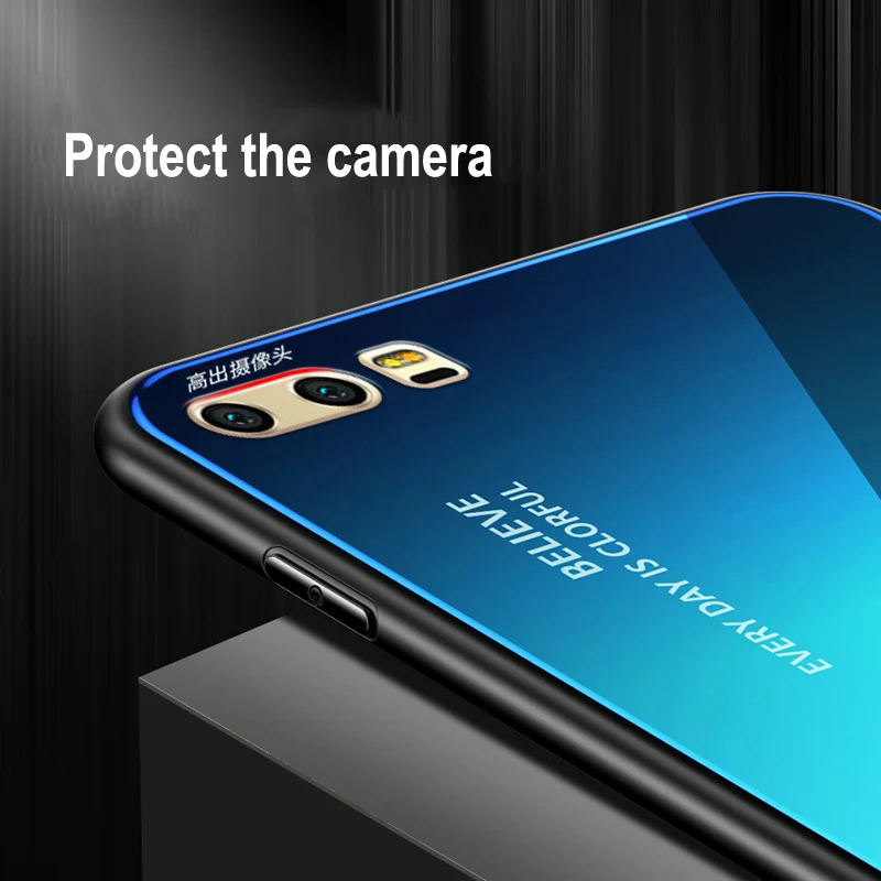 Для Huawei Honor 9 чехол Защитная пленка из закаленного стекла класса люкс градиентный