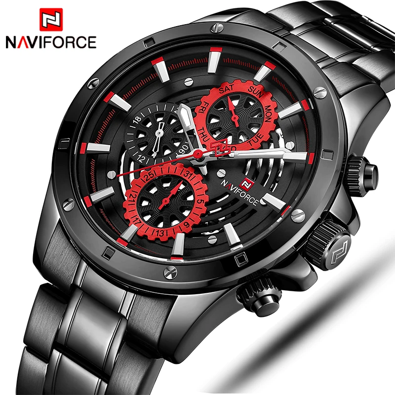 Часы NAVIFORCE мужские спортивные кварцевые полностью стальные