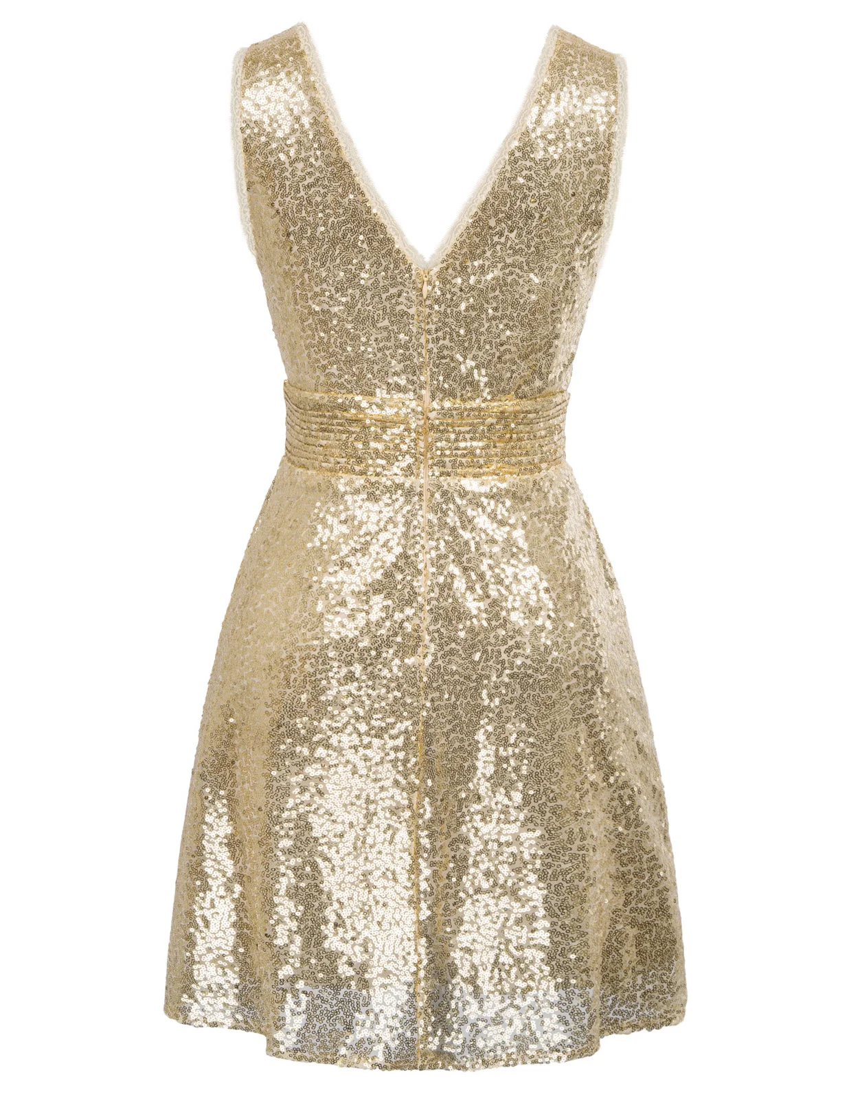 Сексуальное женское платье без рукавов с V-образным вырезом и блестками | Женская