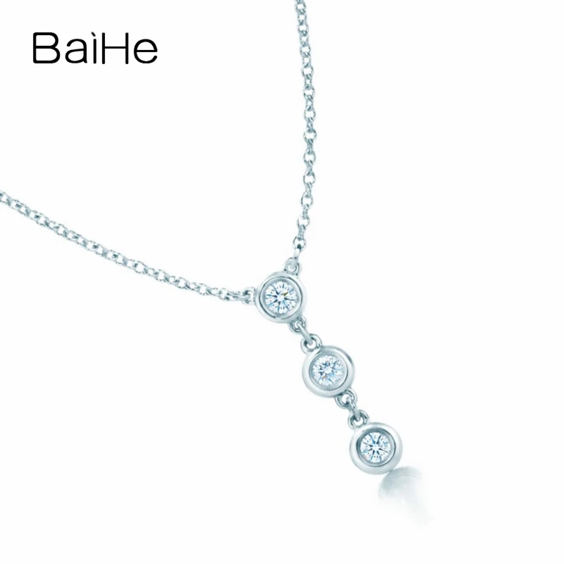 BAIHE однотонные 18K розовое золото 0.24CT природные Бриллианты Женские подарок на