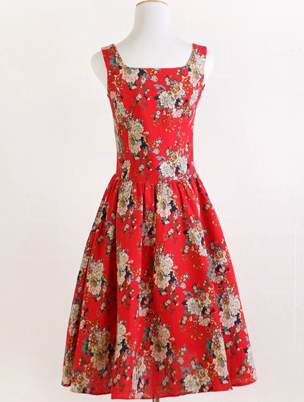 Женское винтажное платье из хлопка и льна с квадратным вырезом|casual dress|cotton linendresses