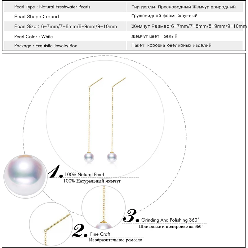 

MINTHA 18k gold earrings pearl jewelry,Antiallergic 18K Gold drop earrings For love wedding Fashion long earrings for women