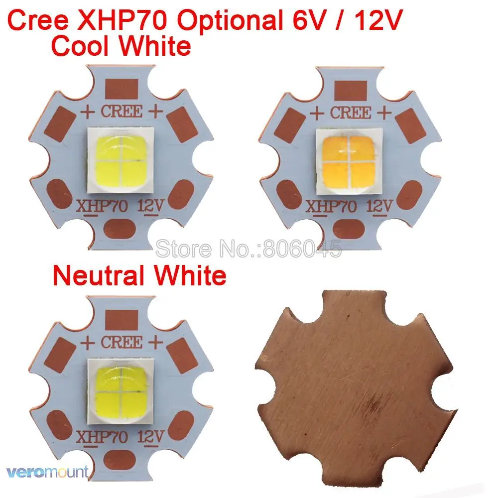 Светодиодный излучатель Cree XHP70 6 в или 12 В холодный белый 5000 К нейтральный 3000