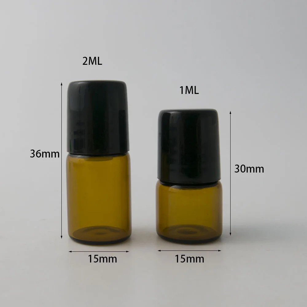 

50pcs/lot 1ml 2ml 3ml 5ml 10ml Five Colors Thick Glass Roll on Bottles with Metal Ball Refillable Roller Essential Oil Vials