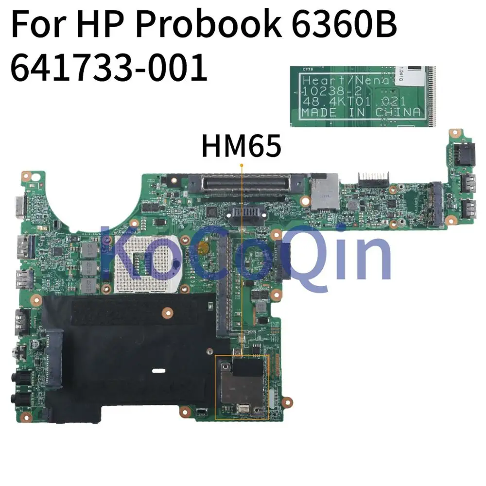 Kocoqin Placa-mãe do Portátil para hp Probook 6360b Mainboard 641733001 641733501 102382 48.4kt01. 021 Hm65 Placa-mãe para notebook