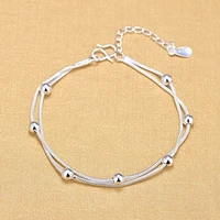 7 pcs ball beads bracelets top double layered snake chain bracelet for women silver color jewelry gifts