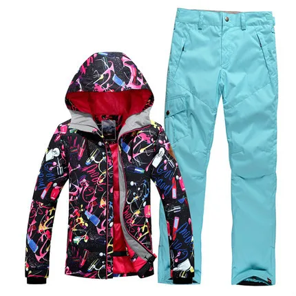 

GSOU SNOW 2017 Colorful Women's Double Single Board Ski Suit Outdoor Windproof Waterproof Warm Breathable Ski Jacket Ski Pants