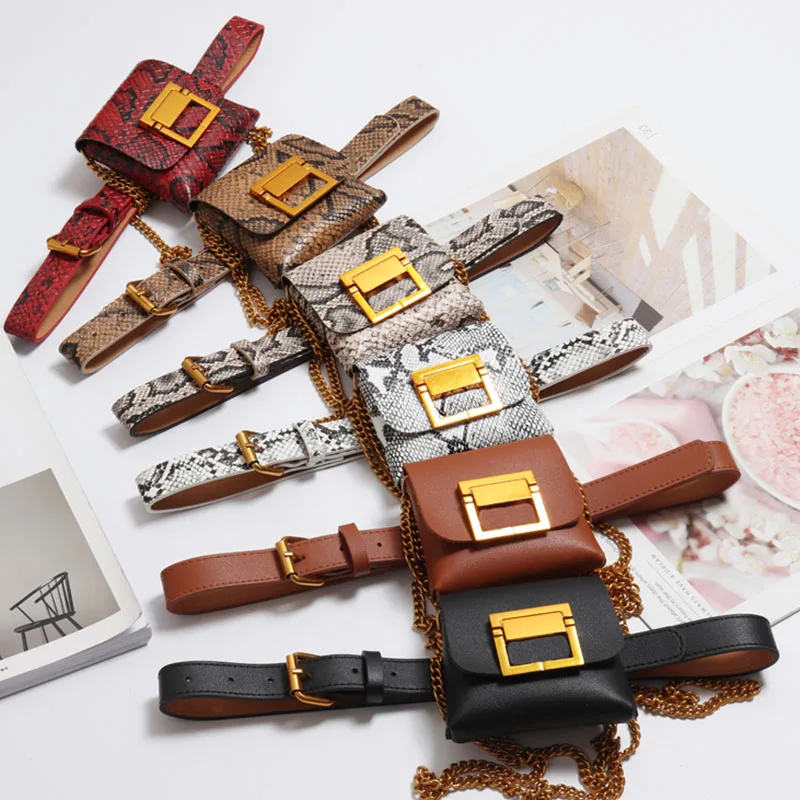 Миниатюрная поясная сумка в стиле ретро для женщин забавная сумочка из змеиной