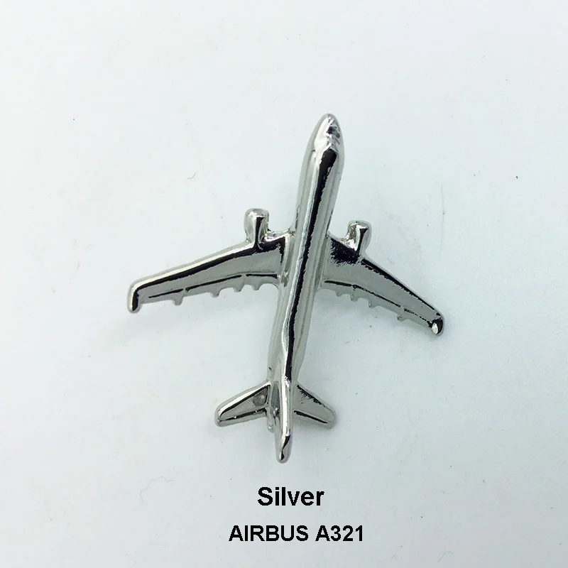 A321& A340 Boing777 A330 золотой и серебряный авиационный значок Airbus 2,8*3,1 см, Аутентичные значки пилота самолет костюмы самолет позолоченный - Цвет: A321 Silver 1 Piece