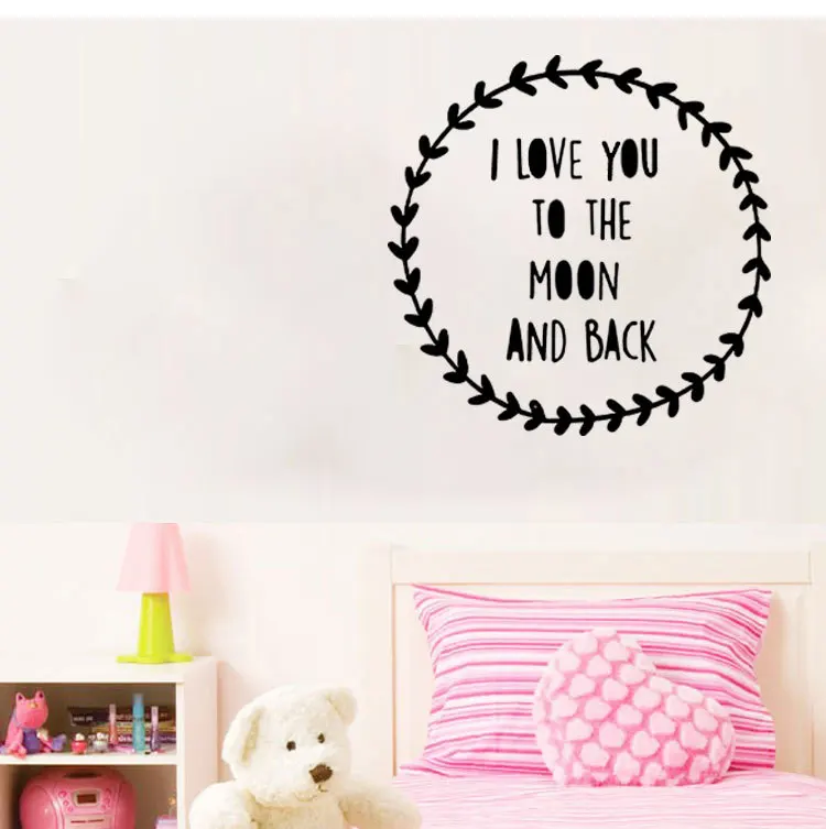 Наклейка на стену I Love You To The Moon со съемным минималистичным дизайном