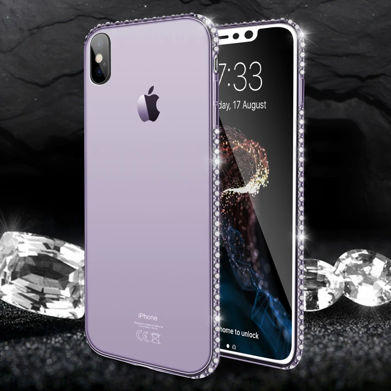 Purple Чехол для телефона Moskado для iPhone 11 Pro 7 X XR XS MAX 8 6 6s Plus 5 SE Блестящий Алмазный прозрачный Кристальный Мягкий ТПУ задний чехол s - Цвет: Purple
