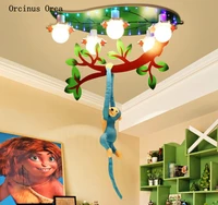 cartoon forest monkey ceiling lamp boys and girls bedroom childrens room lamp creative colored animal ceiling lamp