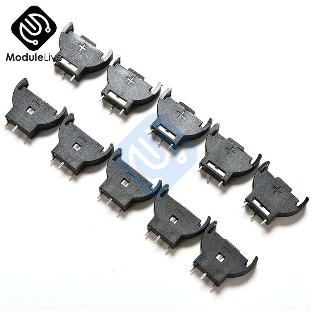 10 шт CR2032 2025 CR2025 полукруглая Батарея монет кнопочный разъем 3 PIN держатель дело 3pin 3 V монетки клетки разъем для аккумулятора держатель дело