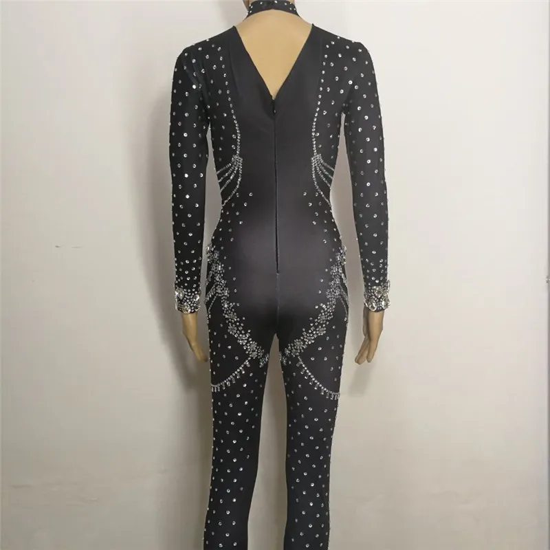 Костюм с кристаллами для женщин одежда джазовых танцев камни Рейна трико