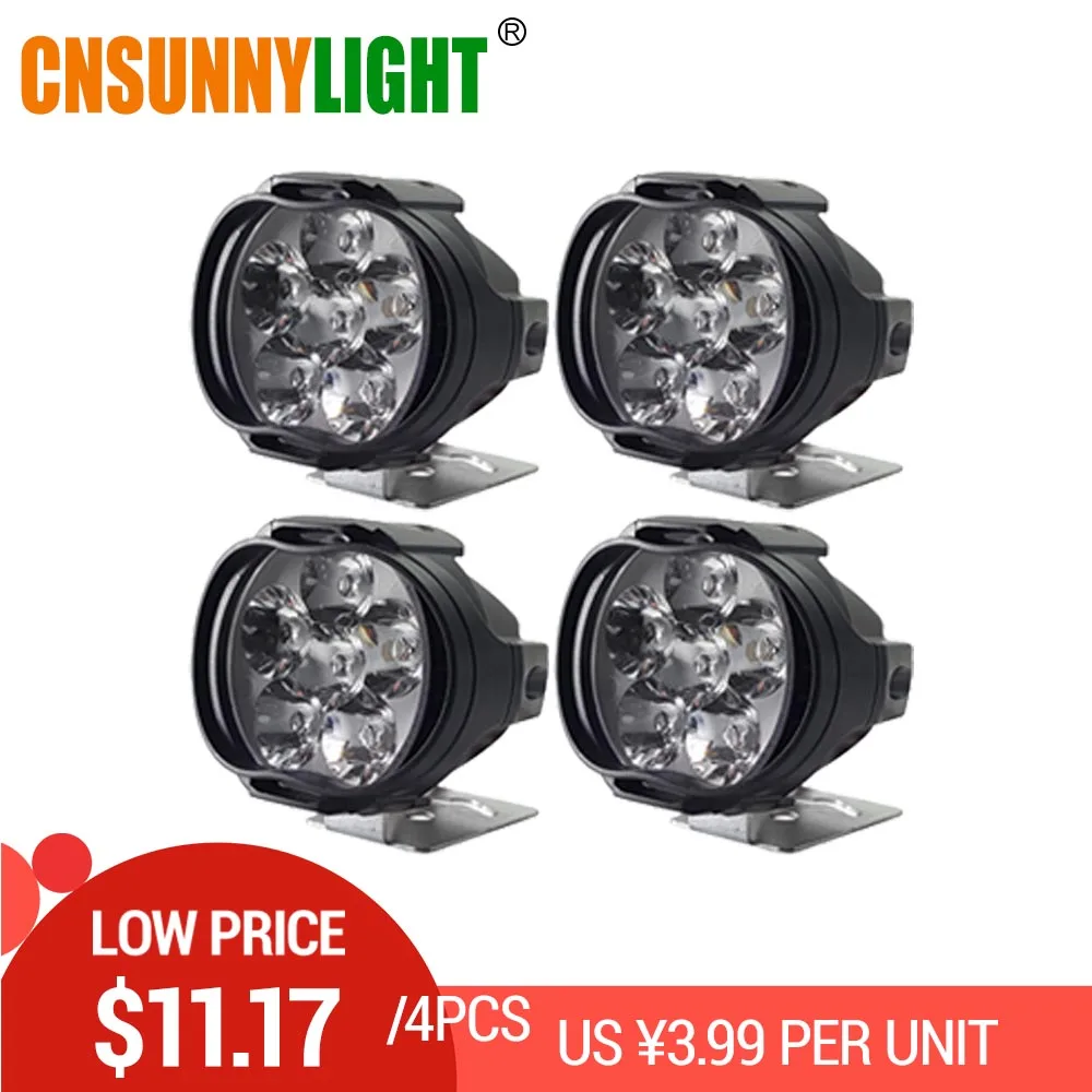 4 lamp CNSUNNY светильник 4 шт. Автомобильный светодиодный головной светильник 8 Вт 1000ЛМ мотоциклетный велосипед противотуманный DRL Точечный светильник DIY скутер Белый Внешний - Цвет: 4 lamp